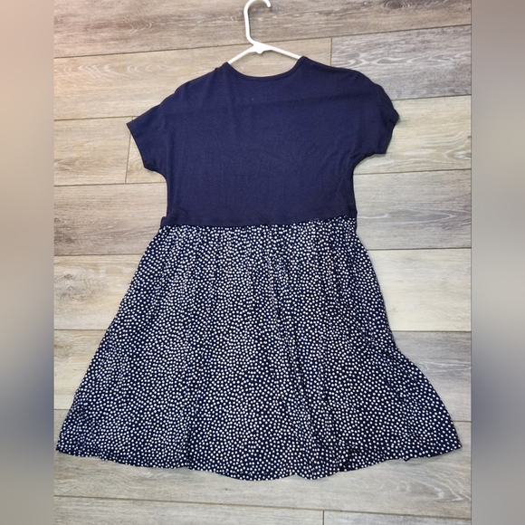 Uniqlo Blue Polkadot Rayon Blend Stretchy Girls Dress Size 12 - Picture 2 of 6